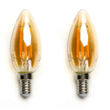 Kaarslamp E14 2 stuks | 4W=40W warmwit | 2200K - amber glas