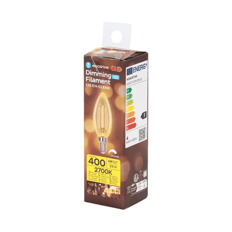 Candle bulb E14 dimmable warm white | C35 LED 4W~400Lm=38W halogen lighting | clear glass - 2700K - LEDPLANET.NL