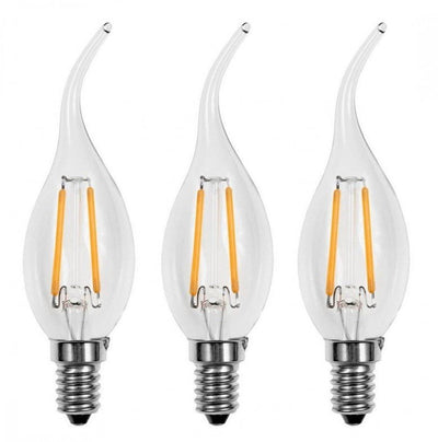 Candle bulb E14 bent tip - warm white - dimmable - 3 pieces | LED 4W=40W incandescent light | 2700K - 230V - LEDPLANET.NL