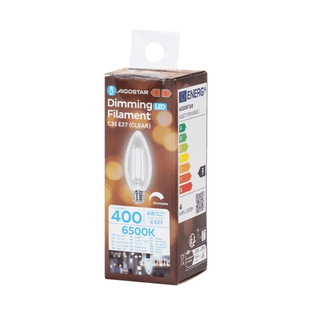 Candle bulb E27 dimmable daylight white | C35 LED 4W~400Lm=38W halogen lighting | clear glass - 6500K - LEDPLANET.NL