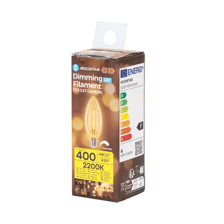 Candle bulb E27 dimmable flame warm white | C35 LED 4W~400Lm=38W halogen lighting | amber glass - 2200K - LEDPLANET.NL