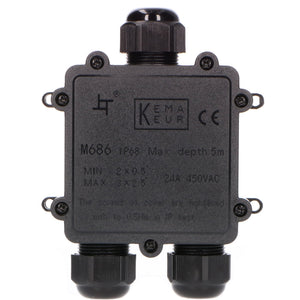Waterproof Junction Box IP68 - T-Connector - For Cables 4-14mm - Black