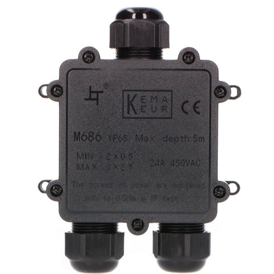 Wodoodporna puszka kablowa IP68 – T-Connector – do kabli 4–14 mm – czarna