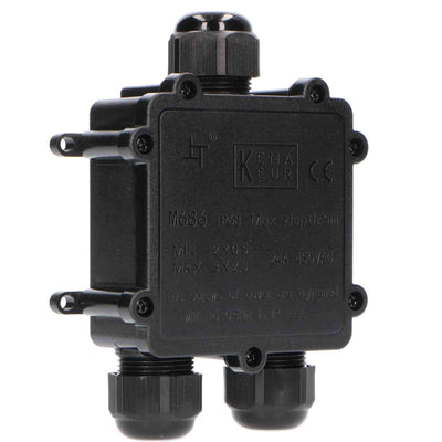 Wodoodporna puszka kablowa IP68 – T-Connector – do kabli 4–14 mm – czarna