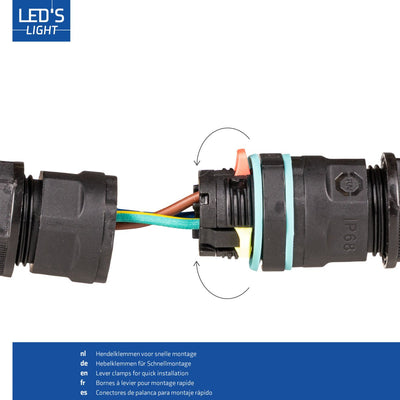 Waterproof Cable Connector IP68 - I-Connector - For Cables 5-10mm - Black