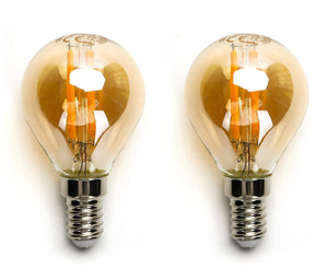 Kogellamp E14 2 stuks | 4W=40W warmwit | 2200K - amber glas