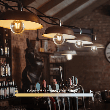 Ampoule sphérique E14 4,5 W WiFi + Bluetooth CCT 2700 K - 6500 K | Ampoule connectée G45 - blanc chaud - blanc lumière du jour à filament LED ~ 470 lumens - verre transparent - 230 volts - LEDPLANET.NL