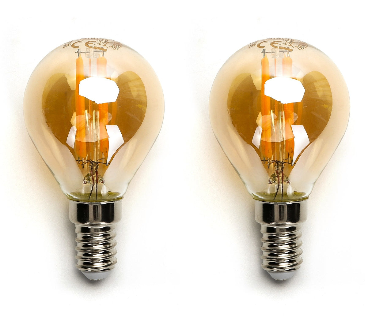 Globe bulb E14 2 pieces | 4W=40W warm white | 2200K - amber glass