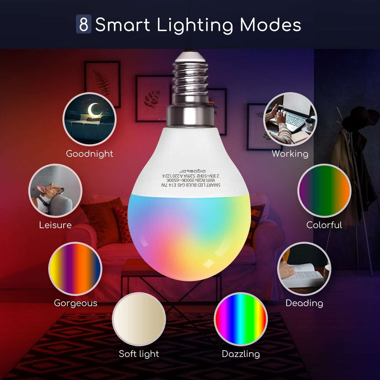 Kogellamp E14 WiFi RGB+CCT 3000K - 6500K | RGB - warmwit - daglichtwit - LED 7W=42W gloeilamp - LEDPLANET.NL
