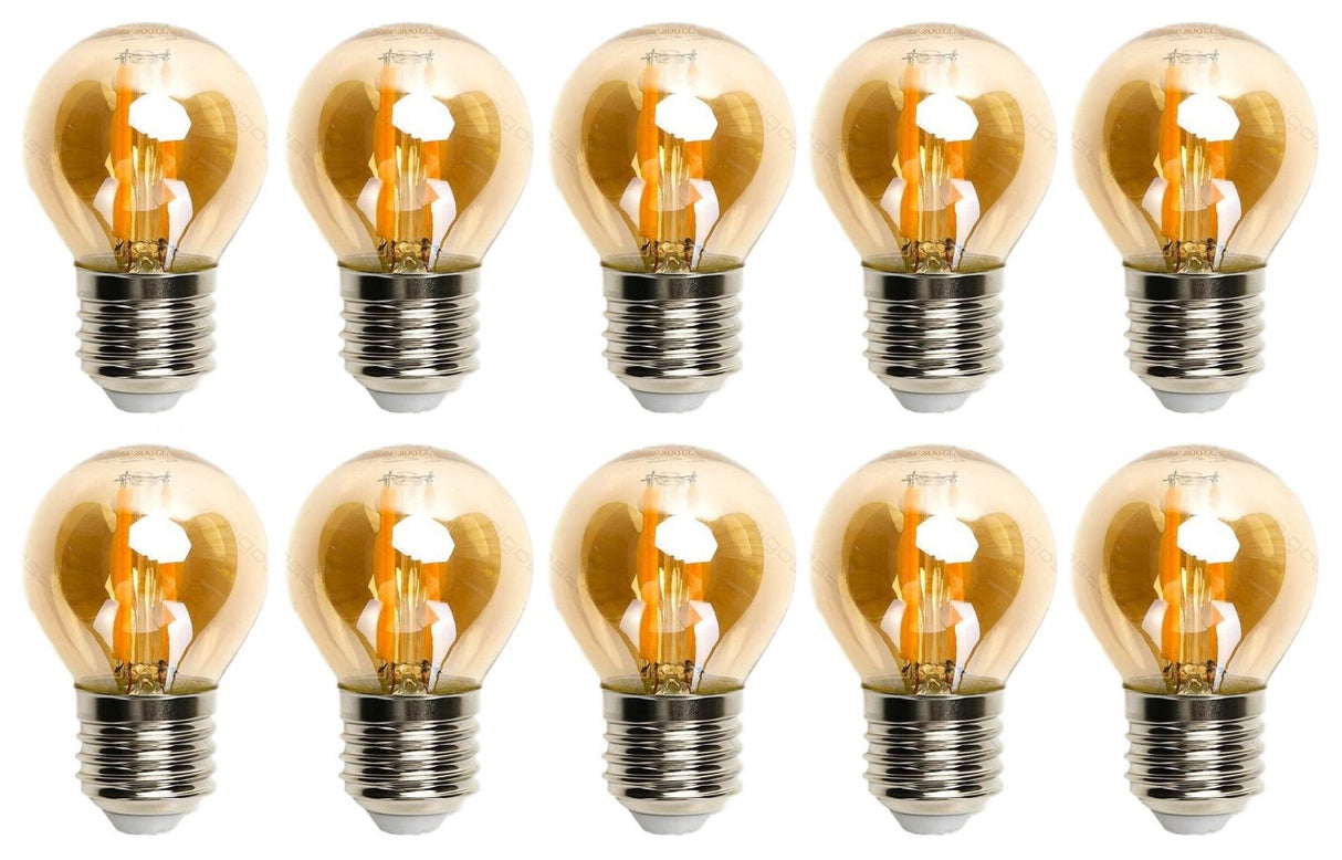 Kogellamp E27 10 stuks | 6W=50W warmwit | 2200K - amber glas - LEDPLANET.NL