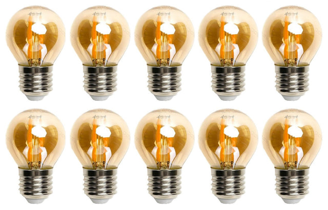 Kogellamp E27 10 stuks | 6W=50W warmwit | 2200K - amber glas - LEDPLANET.NL