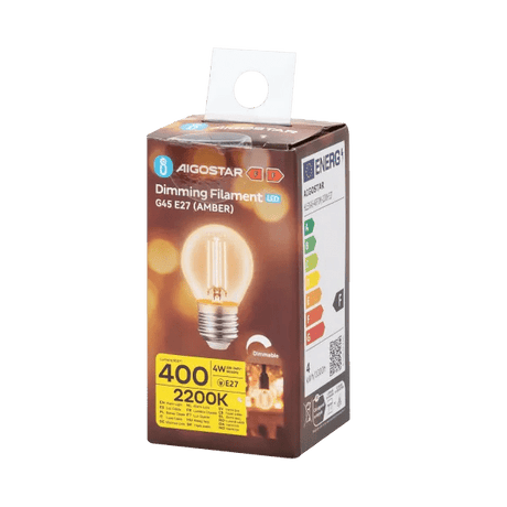 Kugellampe E27 dimmbar warmweiß | G45 LED 4W~400Lm=38W Halogenbeleuchtung | klares Glas - 2700K - LEDPLANET.NL