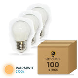 Kogellamp E27 G45, LED 5W=40W, 450 Lumen, Milky 2700K, Dimbaar, doos 100 stuks, 230V