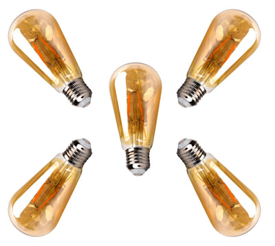 Glühlampen im Retro-Stil, 5 Stück E27 – ST64 amberfarben – LED 4 W~38 W traditionelle Beleuchtung – 2200 K warmweiß – LEDPLANET.NL