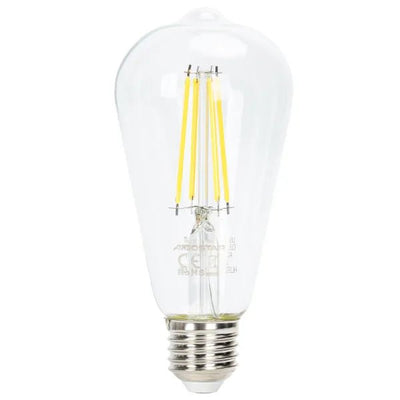 Kooldraadlamp E27 dimbaar daglichtwit, ST64 LED 6W~600Lm=51W halogeen verlichting, helder glas, 6500K