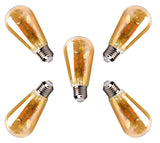 Kooldraadlamp 5 stuks E27 - ST64 amber - LED 4W~38W traditionele verlichting - 2200K warmwit