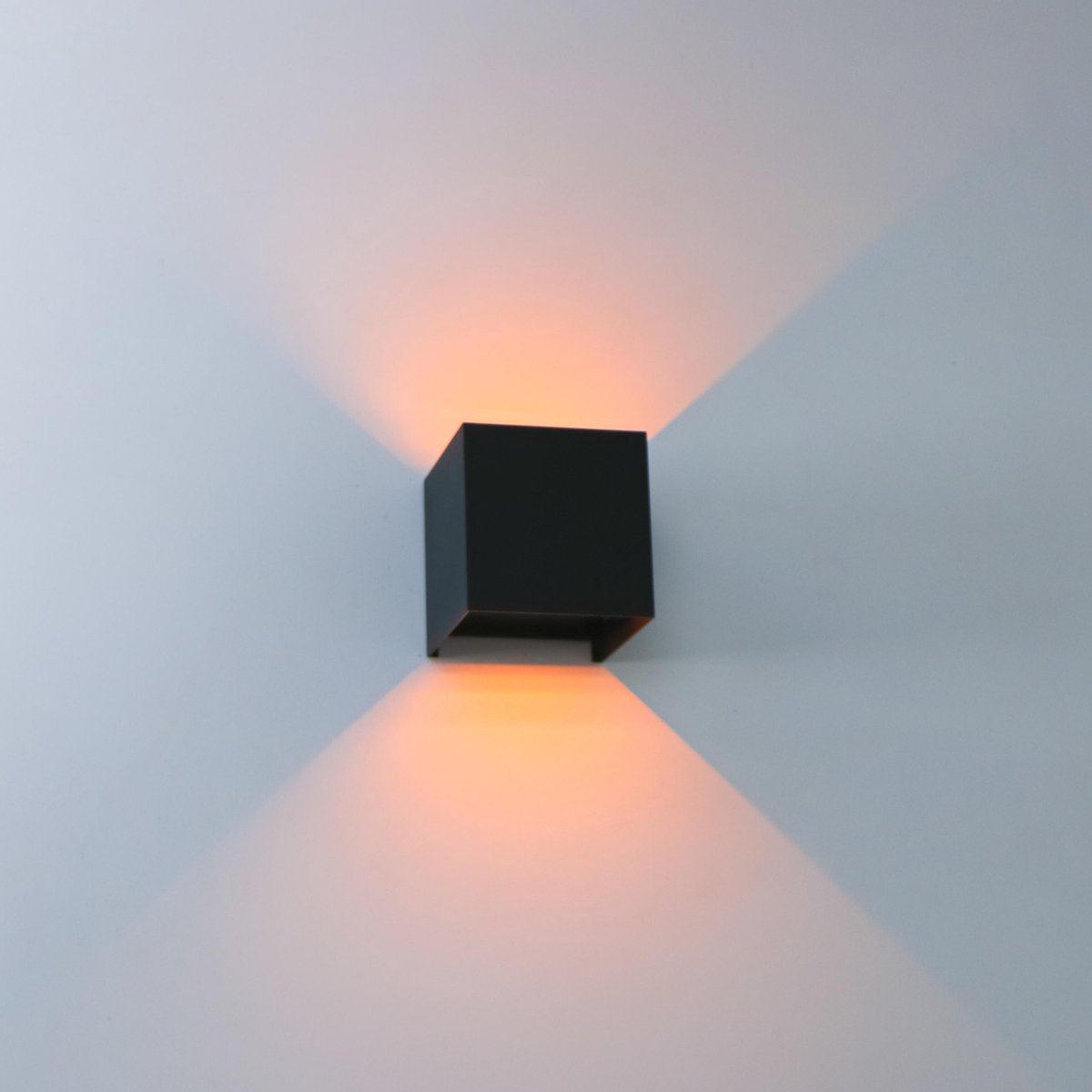 LED's Light Kubus LED-Wandleuchte für den Außenbereich – 2 Lichter – Dimmbare und einstellbare Lichtfarbe – IP65 wasserdicht – Schwarz