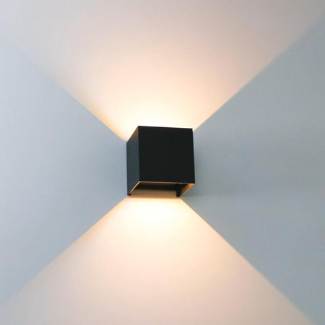 Applique murale extérieure LED Kubus de LED's Light - 2 lumières - Intensité variable et couleur de lumière réglable - IP65 étanche - Noire