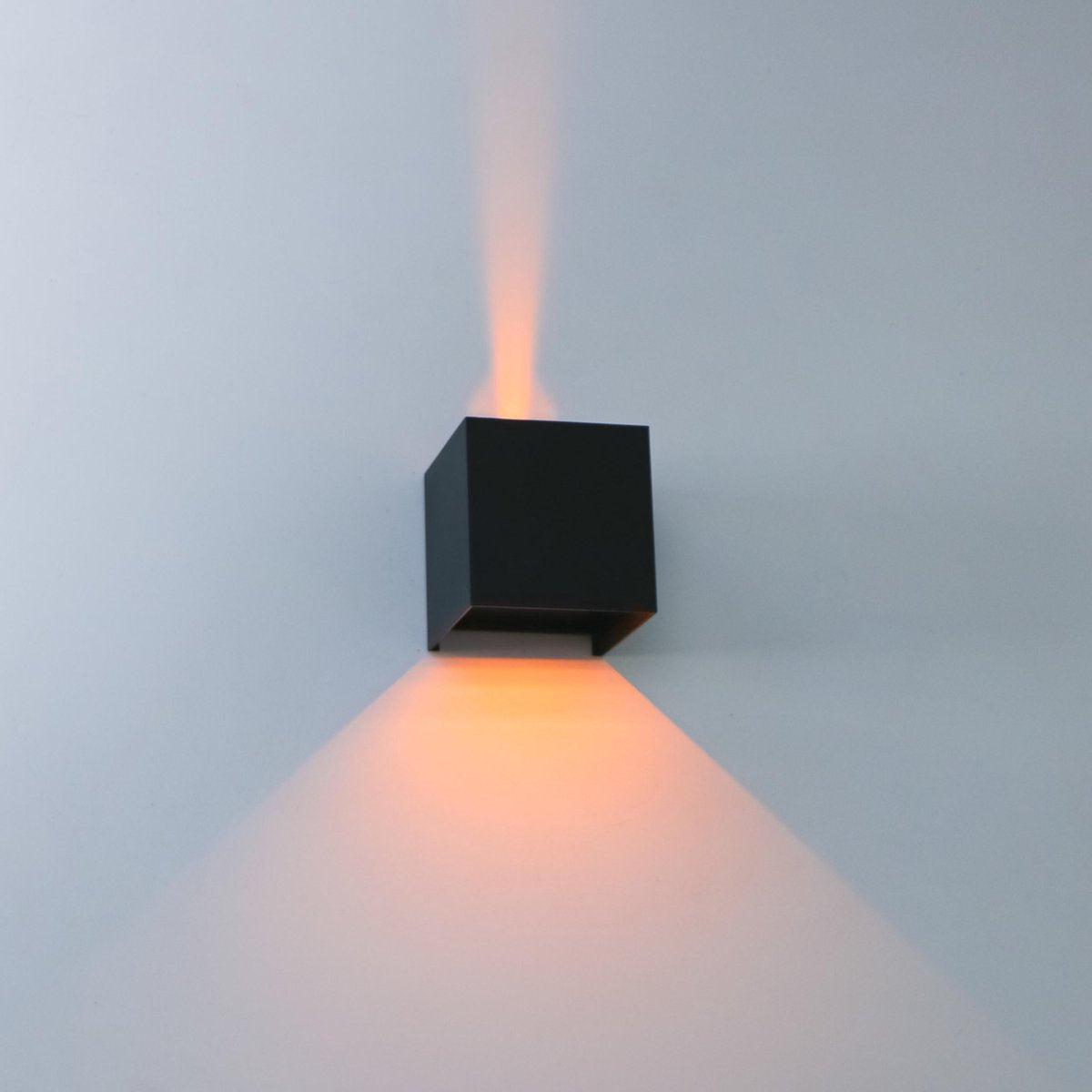 LED's Light Kubus LED-Wandleuchte für den Außenbereich – 2 Lichter – Dimmbare und einstellbare Lichtfarbe – IP65 wasserdicht – Schwarz