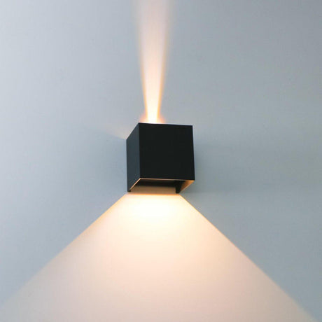 Applique murale extérieure LED Kubus de LED's Light - 2 lumières - Intensité variable et couleur de lumière réglable - IP65 étanche - Noire