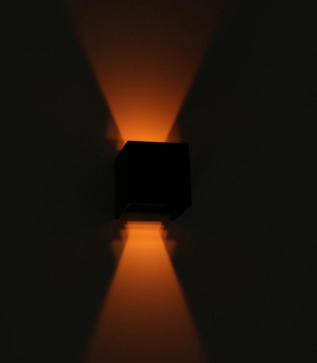 LED's Light Kubus LED-Wandleuchte für den Außenbereich – 2 Lichter – Dimmbare und einstellbare Lichtfarbe – IP65 wasserdicht – Schwarz