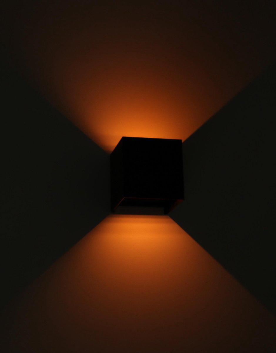 LED's Light Kubus LED-Wandleuchte für den Außenbereich – 2 Lichter – Dimmbare und einstellbare Lichtfarbe – IP65 wasserdicht – Schwarz