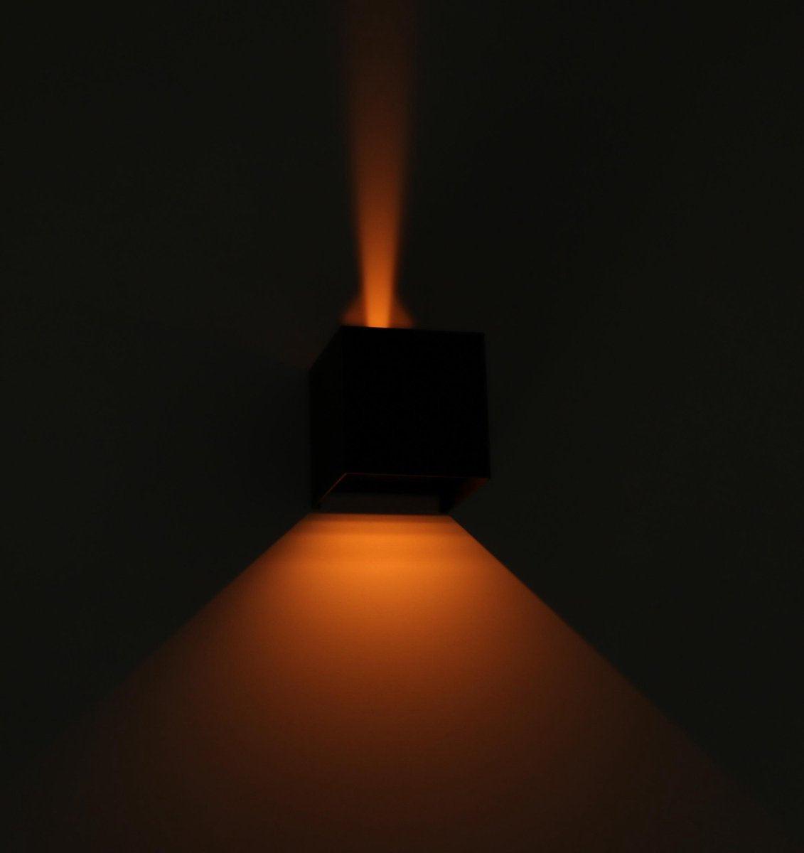 LED's Light Kubus LED-Wandleuchte für den Außenbereich – 2 Lichter – Dimmbare und einstellbare Lichtfarbe – IP65 wasserdicht – Schwarz