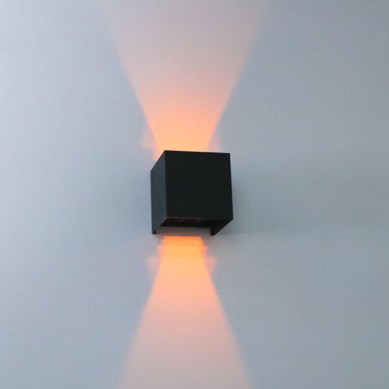 LED's Light Kubus LED-Wandleuchte für den Außenbereich – 2 Lichter – Dimmbare und einstellbare Lichtfarbe – IP65 wasserdicht – Schwarz