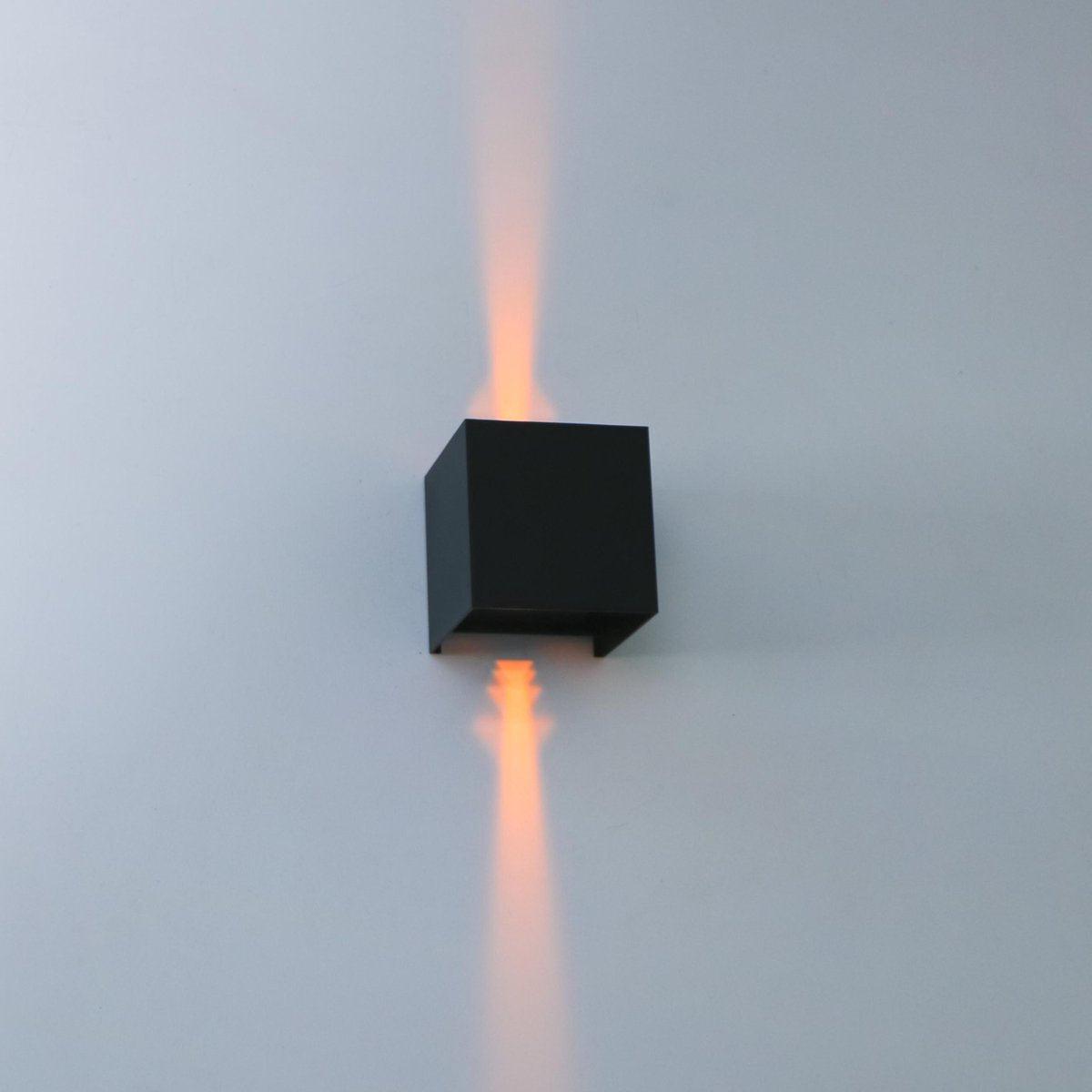 LED's Light Kubus LED-Wandleuchte für den Außenbereich – 2 Lichter – Dimmbare und einstellbare Lichtfarbe – IP65 wasserdicht – Schwarz