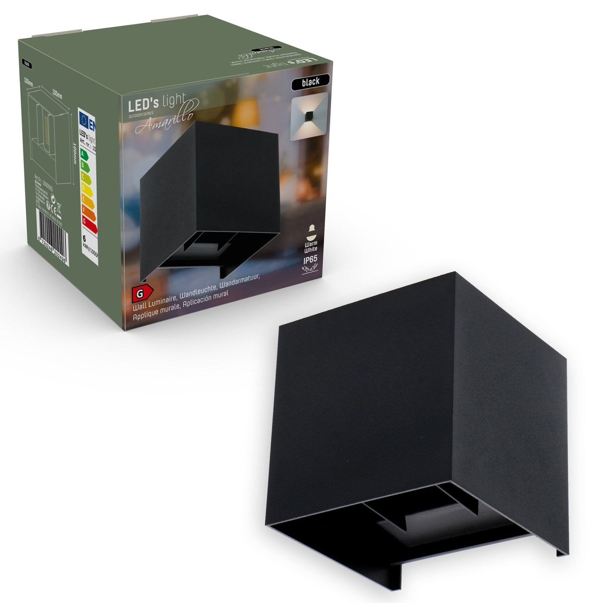 LED's Light Kubus LED Wandleuchte für den Außenbereich - Up &amp; Down Licht - IP65 - Schwarz