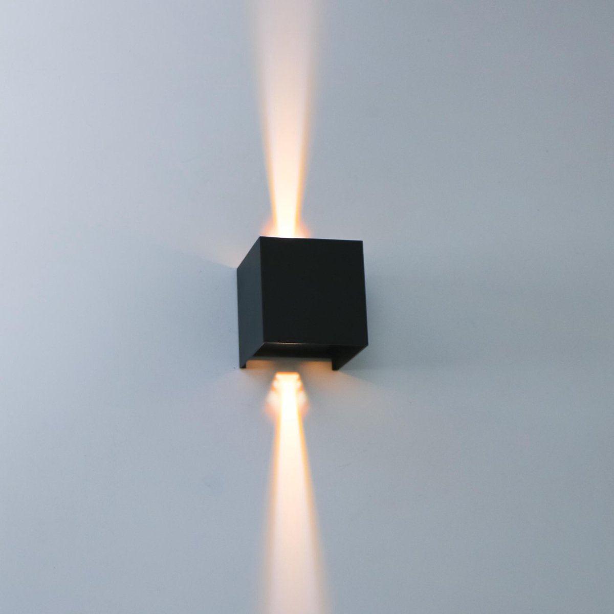 LED's Light Kubus LED Wandleuchte für den Außenbereich - Up &amp; Down Licht - IP65 - Schwarz