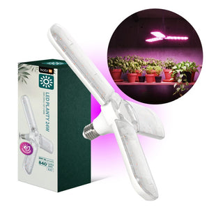 Lámpara LED de cultivo E27 24 W 840 lm - Crecimiento y floración - 3 cabezales ajustables - 120° - IP20 - 230 V