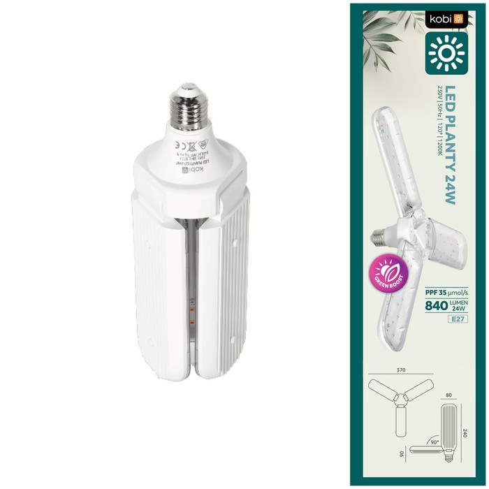 LED kweeklamp 24W 850lm 4000K E27 geschikt voor efficiënte plantengroei