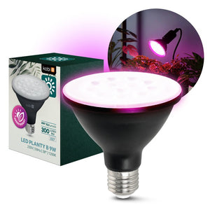 LED-Pflanzenlampe E27 9 W 300 lm – Wachstum und Blüte – 38° gerichtetes Licht – Schwarz – IP20 – 230 V