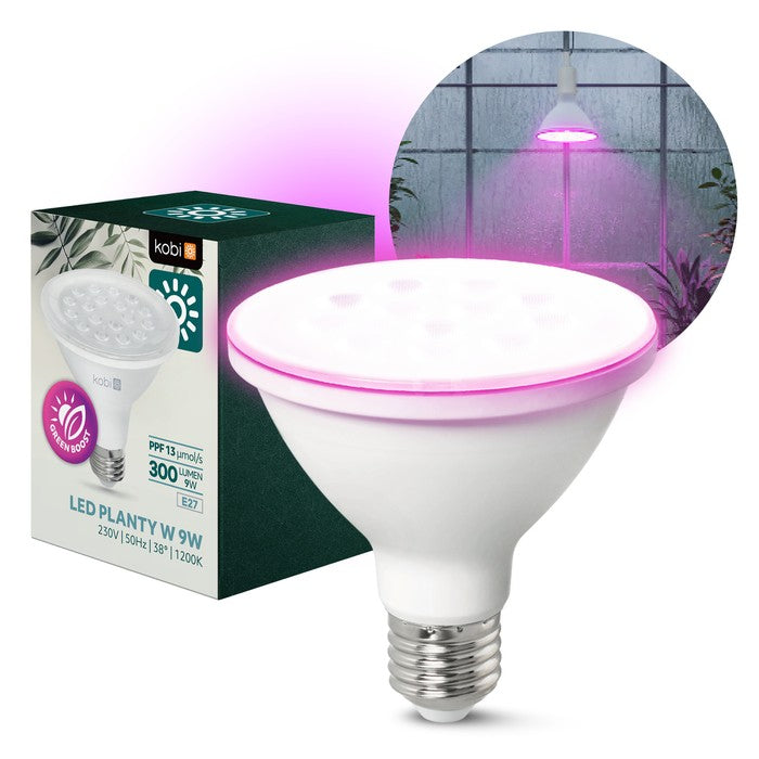 Kweeklamp LED 9W 300lm 1200K IP65 met roze licht voor binnenplanten