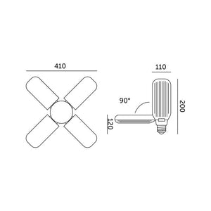 LED-Pflanzenlampe E27 40 W 1400 lm – Wachstum und Blüte – 5 Köpfe (4 verstellbar) – 120° – IP20 – 230 V