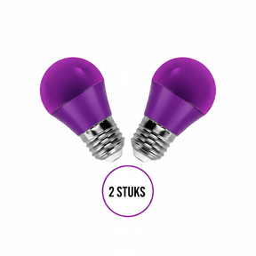 LED kogellampen E27 2 stuks paarse lampen met heldere lichtopbrengst