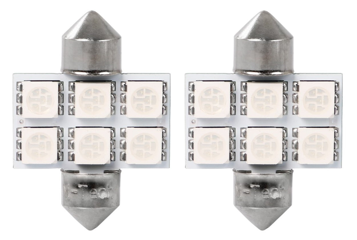 C5W autolamp 2 stuks 31mm blauw | LED festoon SV8.5 0.68W - 12V DC