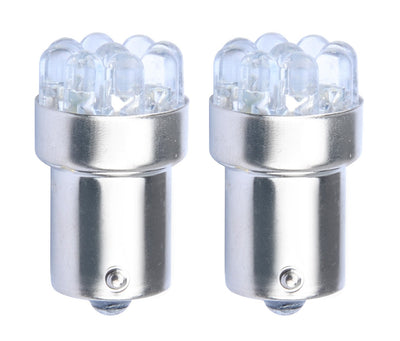 BA15S LED autolamp, 1156 / R5W / R10W / 5007, geel, 9-SMD, 3W, 12V, 2 stuks