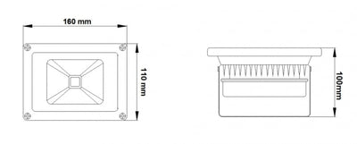 LED bouwlamp schijnwerper 20W vervangt 200W, koelwit 4500K, IP65