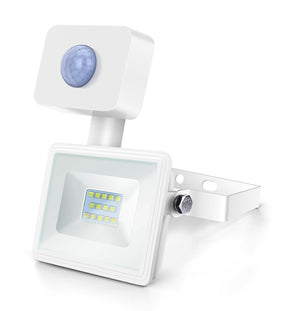 Buitenlamp met sensor, LED schijnwerper 10W, daglichtwit 6400K, 120°, IP65, wit