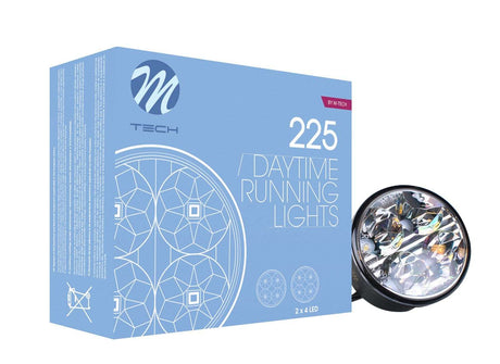 Ensemble d’éclairage diurne à LED M-TECH avec deux lampes LED pour une meilleure visibilité et sécurité