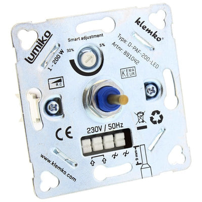 Variateur LED | coupure de phase | 1–200 W 230 V CA | encastrable | axe de 4 à 6 mm - LEDPLANET.NL