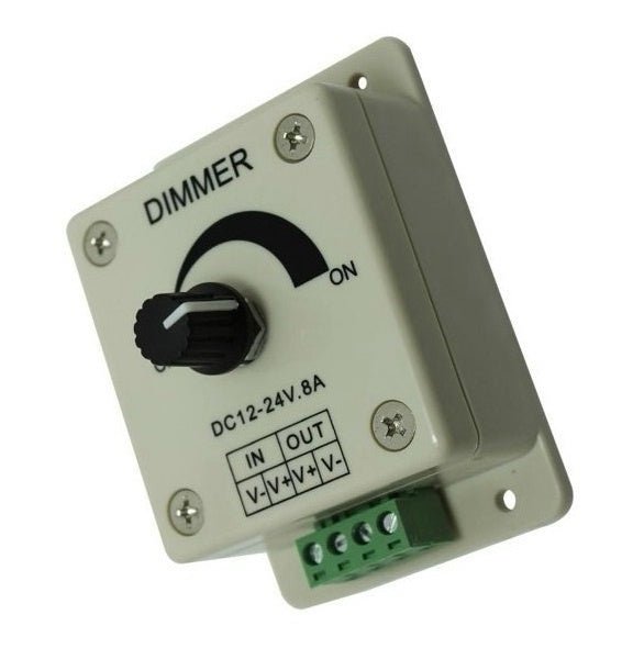 LED dimmer | PWM 12V/24V 8A | draaiknop | opbouw - LEDPLANET.NL