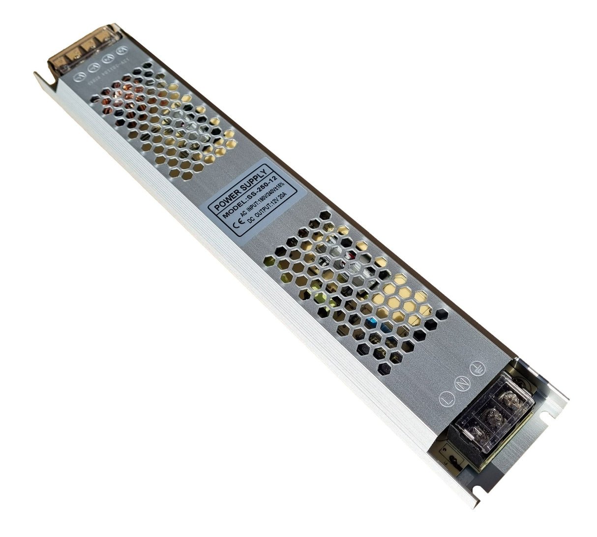 LED driver 12 Volt DC - 20A | 250 Watt | plat/slank/dun 307 x 53 x 22mm | IP20 - binnenshuis - LEDPLANET.NL