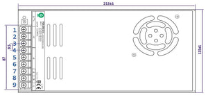 LED-Treiber 12 Volt DC - 29A | 350 Watt + Zwangskühlung | IP20 – drinnen