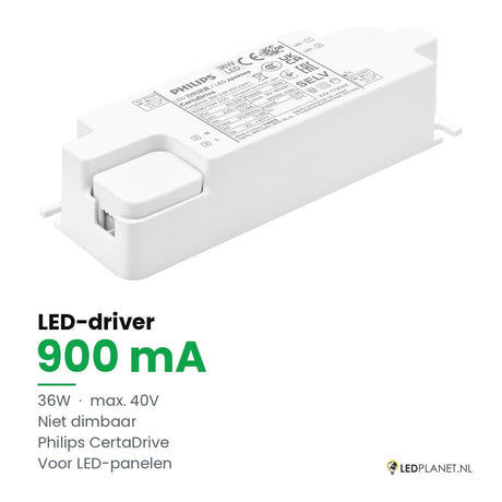 LED-driver voor LED-paneel - 36W - 900 mA - max. 40V - niet dimbaar - Philips CertaDrive