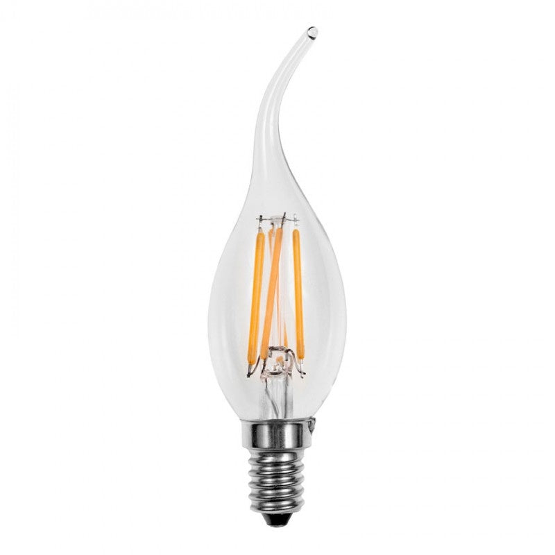 LED-Glühbirne E14 | Kerzenlampe C35, gebogene Spitze | 4W=40W | Tageslichtweißes Filament 6500K