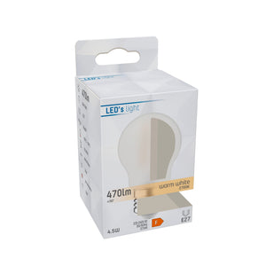 LED-Filamentlampe E27, 470 Lumen, 4,5 W, warmweiß (2700 K), G45-Kugel, Opalglas