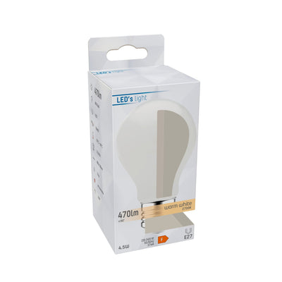 Lampada LED E27 - Vetro bianco opaco - 4W/40W - 470 lm - Luce bianca calda